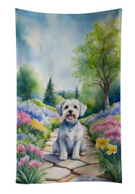 Dandie Dinmont Terrier Spring Path Kitchen Towel Dish Cloths Guest Hand Towel Decorative Bathroom Towel for Face,Tea, Dishcloth, Kitchen and Bath