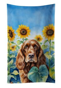 English Cocker Spaniel in Sunflowers Kitchen Towel Dish Cloths Guest Hand Towel Decorative Bathroom Towel for Face,Tea, Dishcloth, Kitchen and Bath