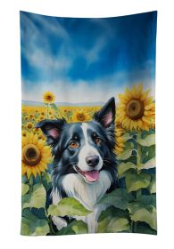 Border Collie in Sunflowers Kitchen Towel Dish Cloths Guest Hand Towel Decorative Bathroom Towel for Face,Tea, Dishcloth, Kitchen and Bath