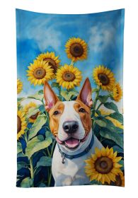 NEW English Bull Terrier in Sunflowers Kitchen Towel Dish Cloths Guest Hand Towel Decorative Bathroom Towel for Face,Tea, Dishcloth, Kitchen and Bath