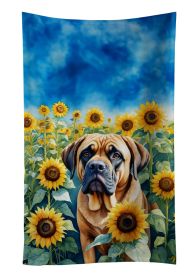 Mastiff in Sunflowers Kitchen Towel Dish Cloths Guest Hand Towel Decorative Bathroom Towel for Face,Tea, Dishcloth, Kitchen and Bath