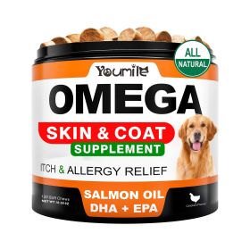 Youmile Omega 3 For Dogs - 120Ct  Fish Oil Treats - Allergy & Itch Relief Skin & Coat Supplement - Dry Itchy Skin, Anti Shedding & Hot Spots Trea (Option: 240  Soft Chews2 BOTTLE)